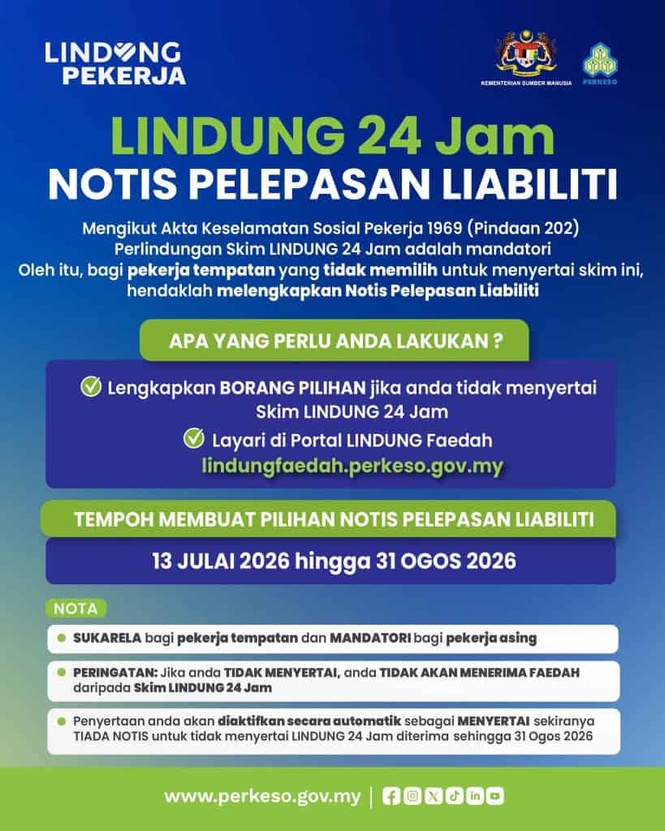 Image from: Notis Pelepasan Liabiliti PERKESO LINDUNG: Cara, Syarat & Tarikh Penting