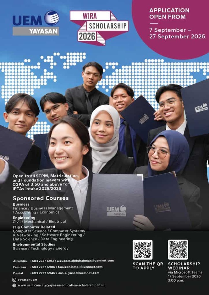 Image from: Permohonan Biasiswa Yayasan UEM Wira 2026: Penajaan Ijazah Pertama IPTA