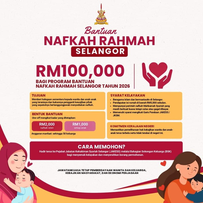 Image from: Bantuan Nafkah Rahmah Selangor : RM2,000 Untuk Isteri & RM1,000 Untuk Anak
