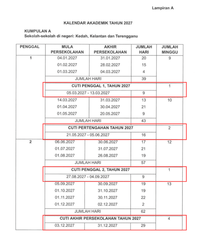 Cuti Sekolah 2027