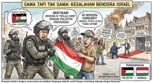 Image from: Disangka Bendera Palestin, Polis Israel Rampas Bendera Hungary Semasa Bantahan