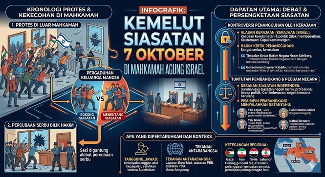 Image from: Kecoh di Mahkamah Agung Israel: Protes Desak Siasatan Bebas Tragedi 7 Oktober Meletus
