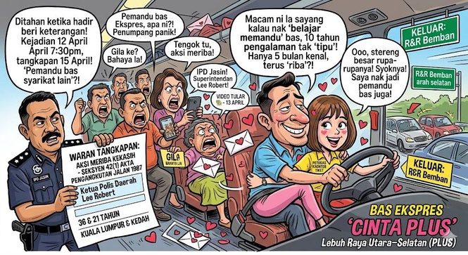 Image from: Aksi Riba Kekasih Ketika Memandu: Bekas Pemandu Bas Ekspres, Pasangan Ditahan