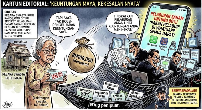 Image from: Pesara Swasta Putih Mata, Rugi RM108,000 Ditipu Skim Pelaburan Saham Palsu