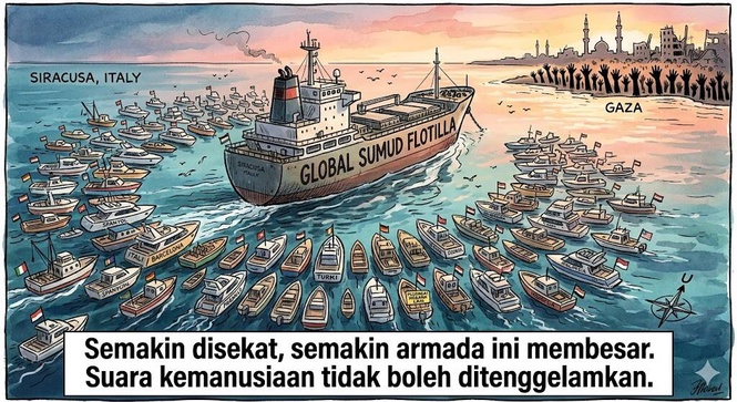 Image from: Global Sumud Flotilla Semakin Kukuh: Kapal Itali dan Barcelona Berhimpun di Siracusa