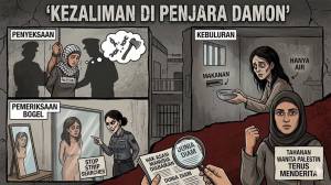 Image from: Kezaliman di Penjara Damon: Tahanan Wanita Palestin Depan Penyeksaan, Pemeriksaan Bogel & Kebuluran