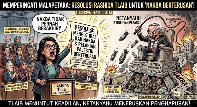 Image from: Rashida Tlaib Hidupkan Semula Resolusi Mengiktiraf Nakba Palestin di Parlimen AS