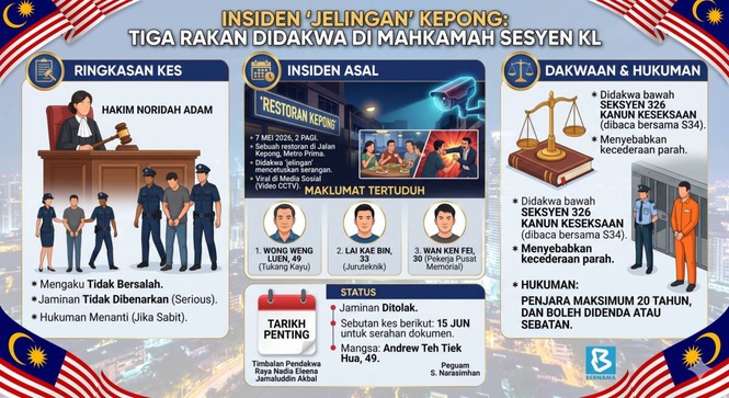 Image from: Insiden “Jelingan” di Kepong: Tiga Rakan Didakwa Sebabkan Kecederaan Parah