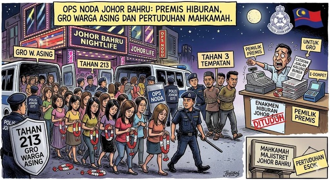 Image from: Ops Noda: 213 GRO Warga Asing dan Tiga Lelaki Tempatan Ditahan di Johor Bahru