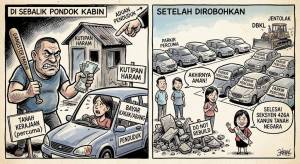 Image from: DBKL Roboh Struktur Kabin Parkir Haram di Taman OUG