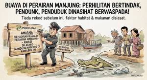 Image from: Perhilitan Perak Hantar Pasukan Pemantau Susuli Aduan Kemunculan Buaya di Perairan Manjung