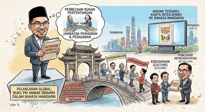 Image from: Anwar Terharu Buku Karya Beliau Diterjemah Rasmi ke Bahasa Mandarin di China