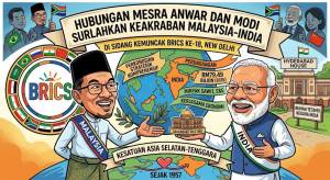 Image from: Hubungan Mesra Anwar dan Modi Surlahkan Keakraban Malaysia-India di Sidang Kemuncak BRICS