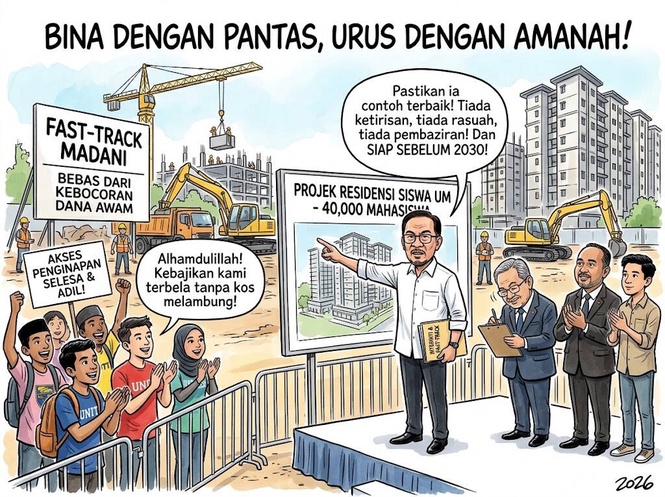 Image from: PM Anwar Mahu Projek Residensi Siswa UM Jadi Model Pembangunan Bebas Ketirisan