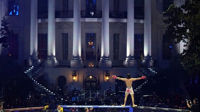 Trump celebrates 80th birthday with Iran deal and UFC cage fight on the White House South Lawn