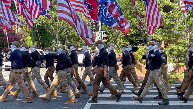 'Defining image of the era of American history': July 4 Patriot Front photo goes viral