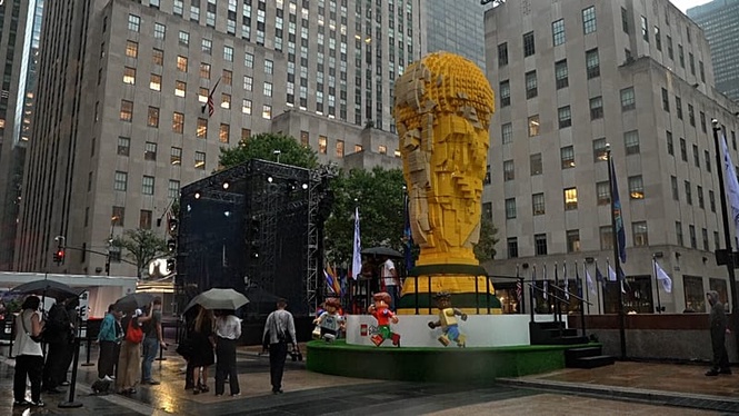 Giant Lego World Cup trophy unveiled in New York