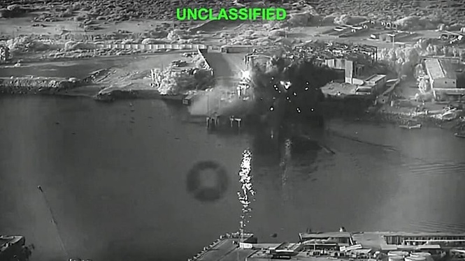 US releases video of sea drone strike on Iranian naval base