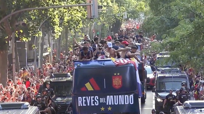 An estimated two million fans fill Madrid’s streets to welcome world champions