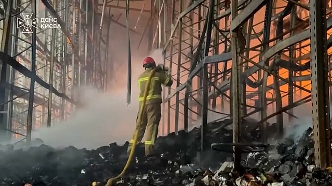 Fires rage after Russian missile and drone attack on Kyiv