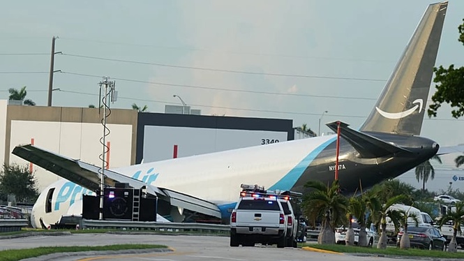 Amazon cargo plane overshoots Miami runway, at least five dead