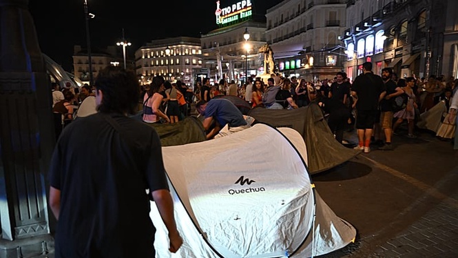Protesters camp in Madrid in demonstration against Spain' housing crisis