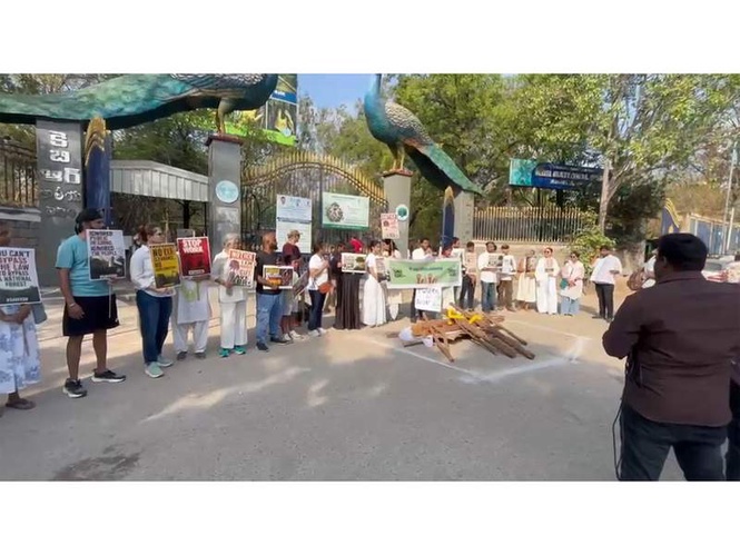 Image from: Telangana: Citizens hold 'funeral protest' at KBR National Park against road widening
