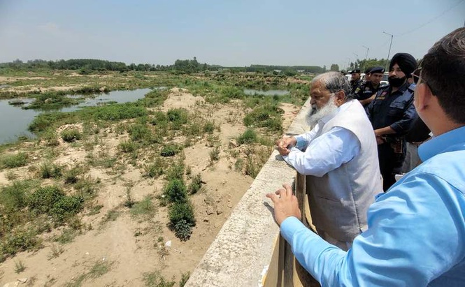 Image from: Vij inspects flood-control measures in Ambala, pulls up officials over incomplete work