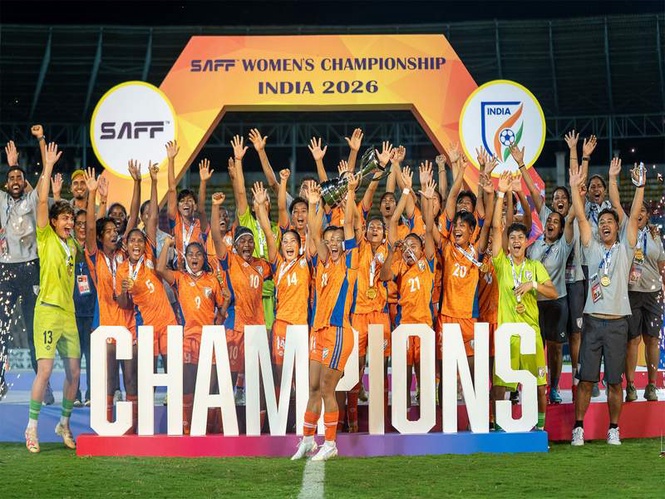 Image from: President Murmu congratulates India women's football team for winning SAFF championship