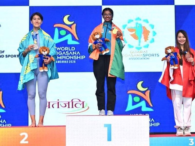 Image from: Gujarat’s Heena Rajgor leads India’s gold medal rush on penultimate day of World Yogasana Championships