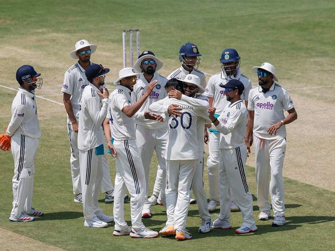 Image from: One-off Test, Day 3: India enforce follow-on as debutant Suthar spins Afghanistan into trouble