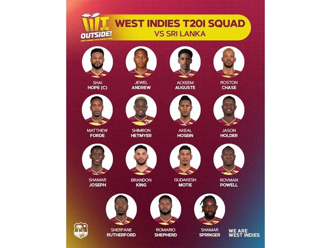 Image from: Cricket West Indies announces squad for T20 series against Sri Lanka in Jamaica