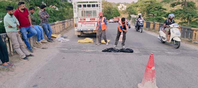 Image from: The Tribune Impact: Highways authority repairs potholes on Paror bridge