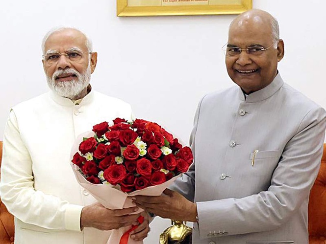 Image from: "Watershed period for India since Independence": Ex-President Ram Nath Kovind, Nitish Kumar praise PM Modi for countering colonial mindset