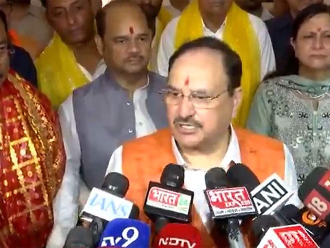 Image from: Union Minister JP Nadda offers prayers at Birla Temple to mark PM Modi's 12 years in office