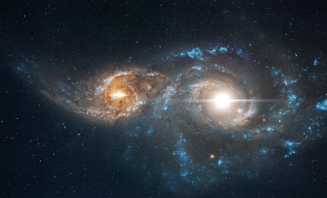 Image from: Scientists Spot Rare Dark Matter-Free Galaxy Twins In Fornax Cluster