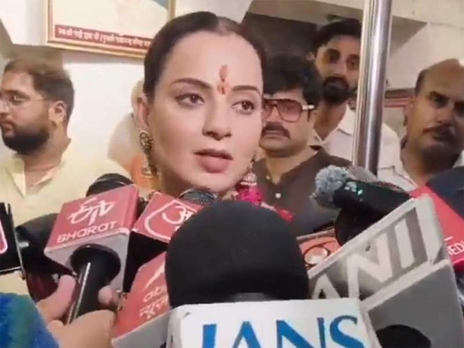 Image from: "We have come to thank God": Kangana Ranaut offers prayers as PM Modi's marks historic tenure
