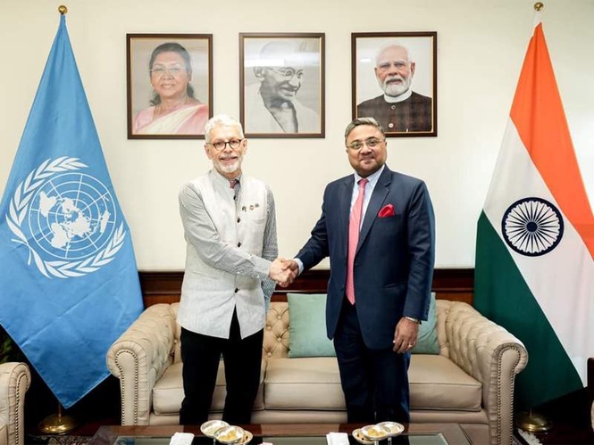 Image from: Dr Yvan Hutin, WHO Country Representative to India, presents credentials to MEA Secretary (West)