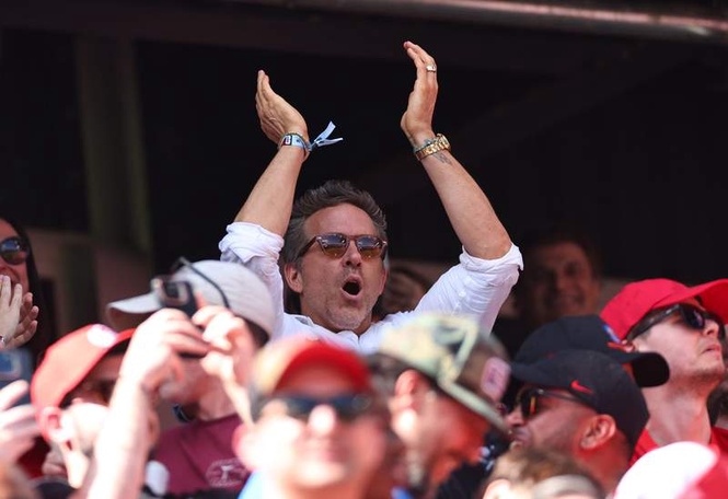 Image from: Ryan Reynolds celebrates as Cyle Larin scores historic Canada goal