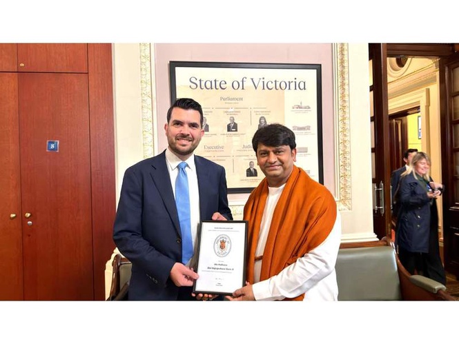 Image from: HH Shri Rajrajeshwar Guruji Honoured at Parliament House, Melbourne Interfaith Gathering Promoting Peace, Unity, and Social Harmony