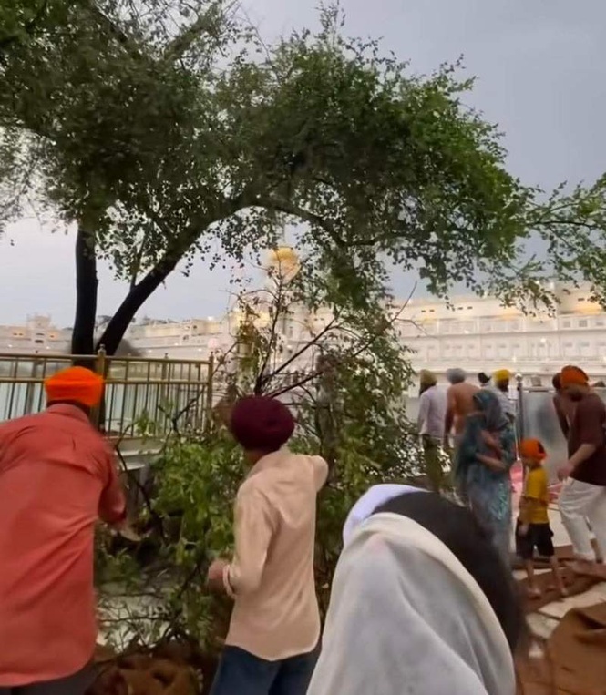 Image from: Dukh Bhanjani Beri suffers partial damage in storm at Golden Temple