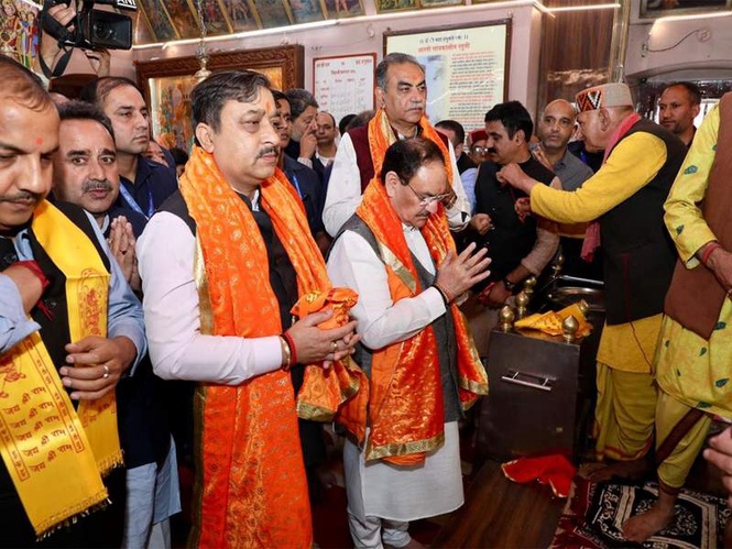 Image from: JP Nadda offers prayers at Jakhu temple and Tara Devi temple during Shimla visit