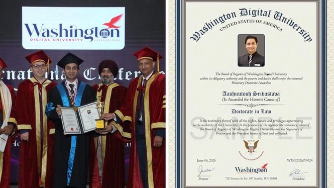 Image from: Advocate Aashutosh Srivastava Conferred Honorary Doctorate in Law by Washington Digital University, USA