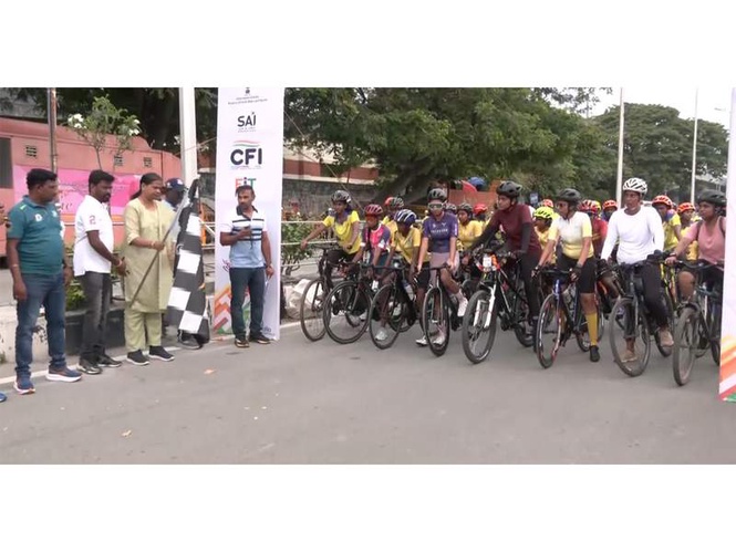 Image from: Tamil Nadu:Over 150 cyclists participate in Asmita Khelo India Cycling League in Chennai