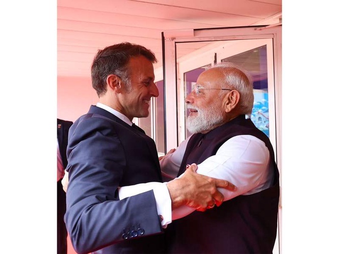 Image from: "Happy to meet you in Nice": PM Modi on meeting his "friend" French President Macron