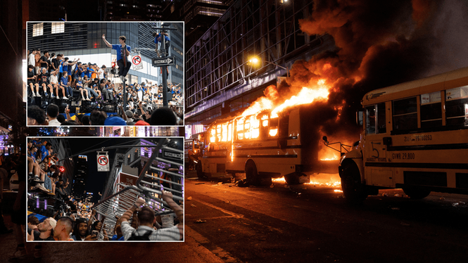 Image from: New York streets descend into chaos after Knicks win NBA Finals