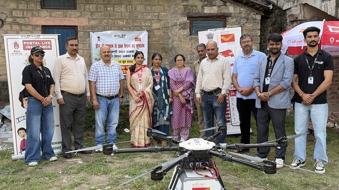 Image from: Drone mail service launched in Mandi to speed up delivery in remote areas