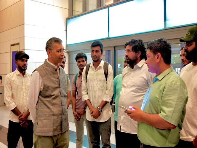 Image from: Indian envoy to Oman meets 20 rescued MT Jalveer crew ahead of repatriation