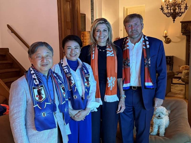 Image from: Emperor Naruhito, King Willem-Alexander witness Japan-Netherlands FIFA World Cup stalemate