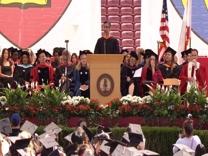 Image from: US: Student protestors walk out during Stanford commencement speech by Google CEO Pichai